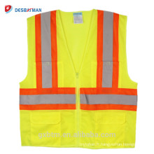 2018 Nouvellement ANSI Haute Visibilité Réfléchissant Jaune Gilet de Sécurité Salut Vis Veste Travail Porter Gilet de Sécurité avec Poches En Plein Air